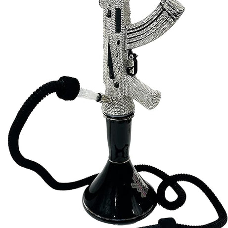 "DIAMOND SHOOTER" 34 inch hookah  aka AK47 by GANGSTA, decorated with gemstones, one pipe, executive bowl, collectible hookah set